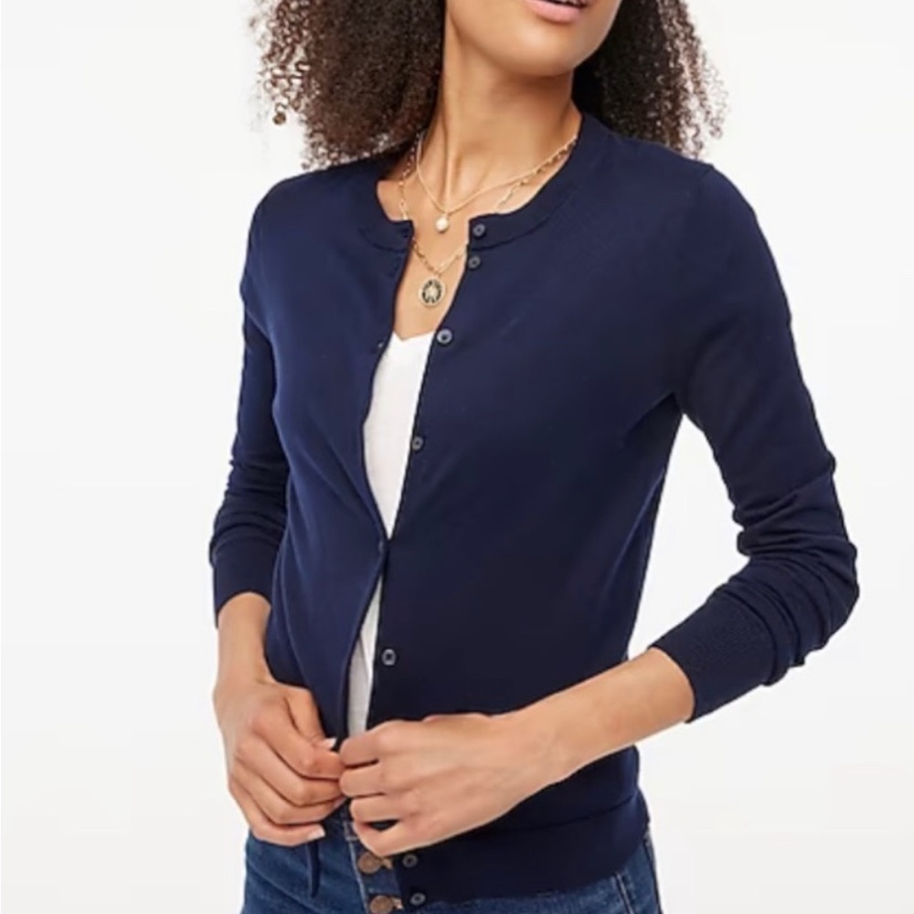 J. Crew Crew Cotton Cardigan in Size S with Blue Pearl Buttons